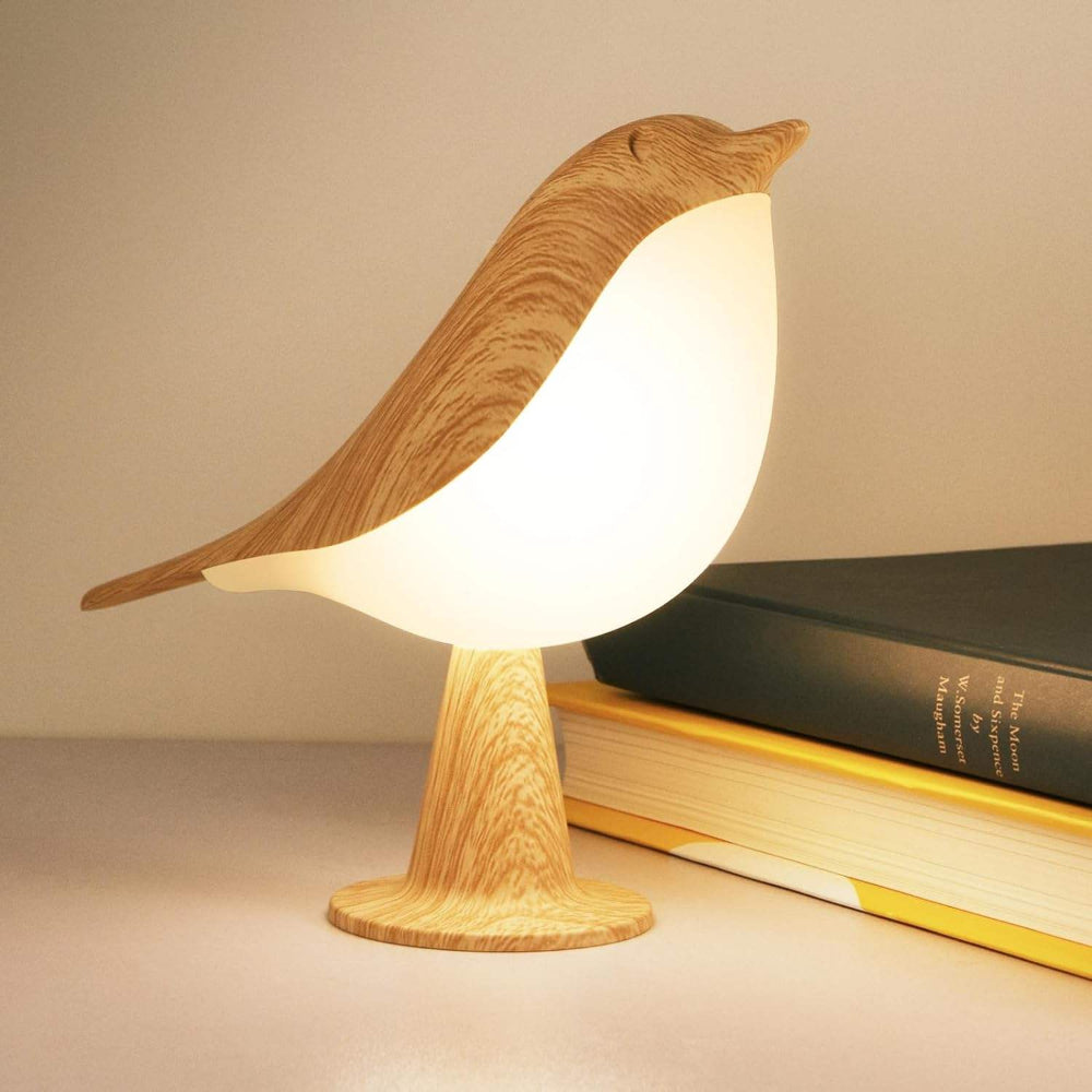 Table Lamp Bird Shape Wood Rechargeable
