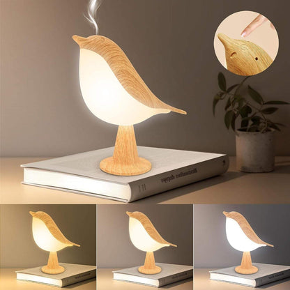 Table Lamp Bird Shape Wood Rechargeable