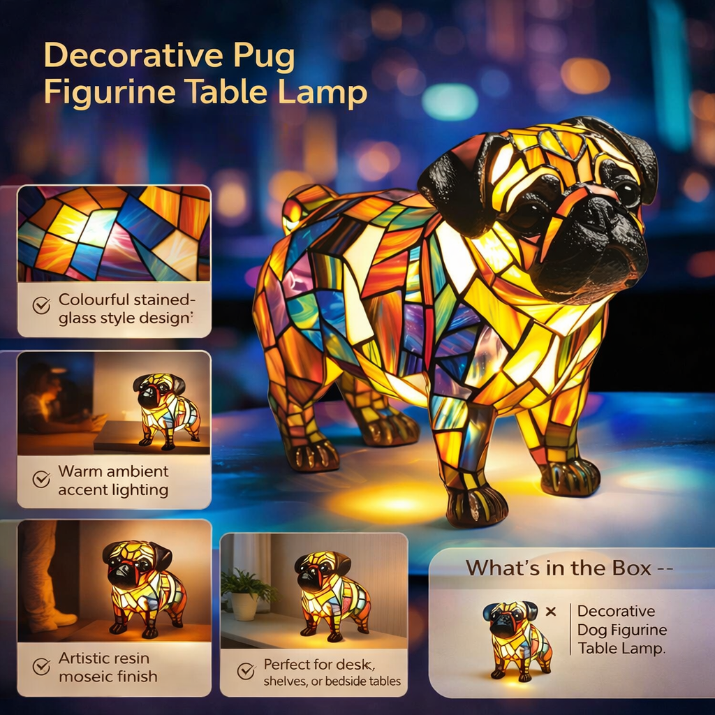 Table Lamp Decorative Resin Dog Figurine