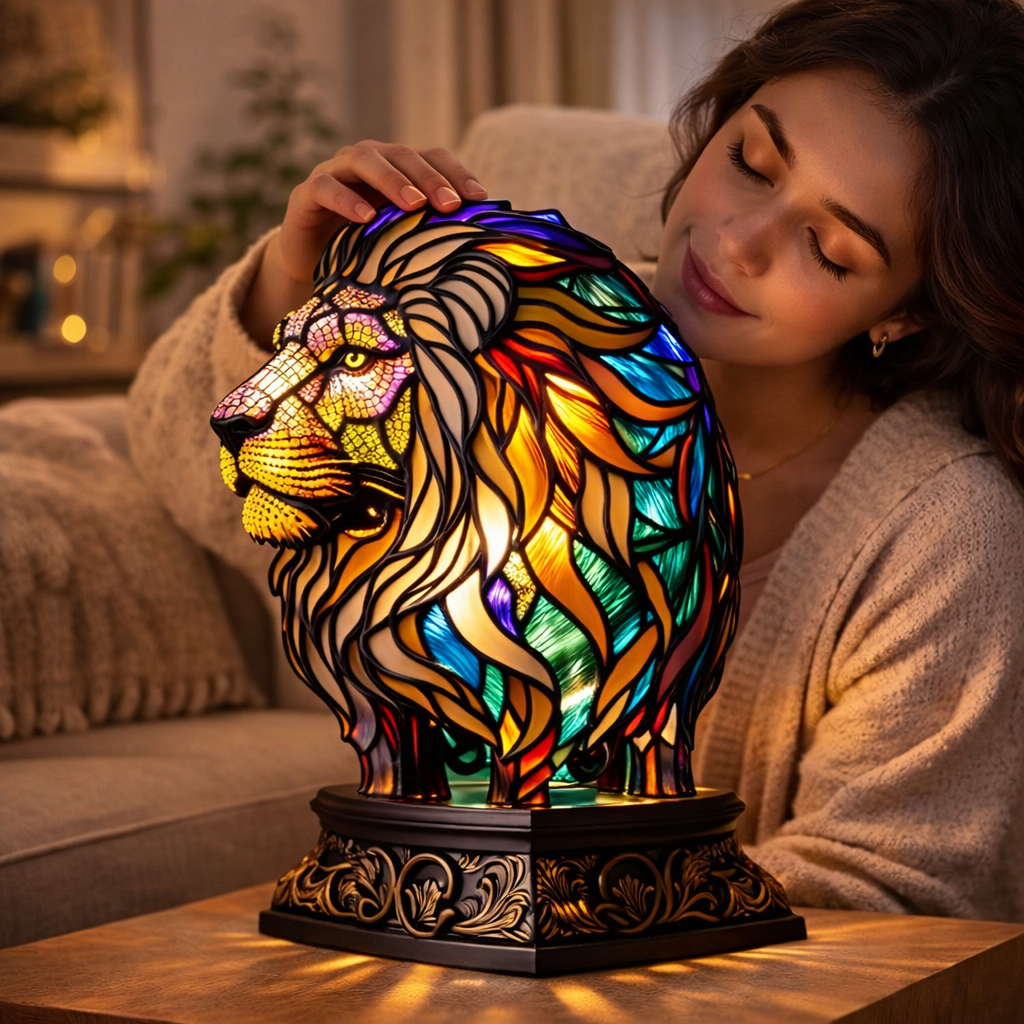 Table Lamp Animal LED Accent Light Stained