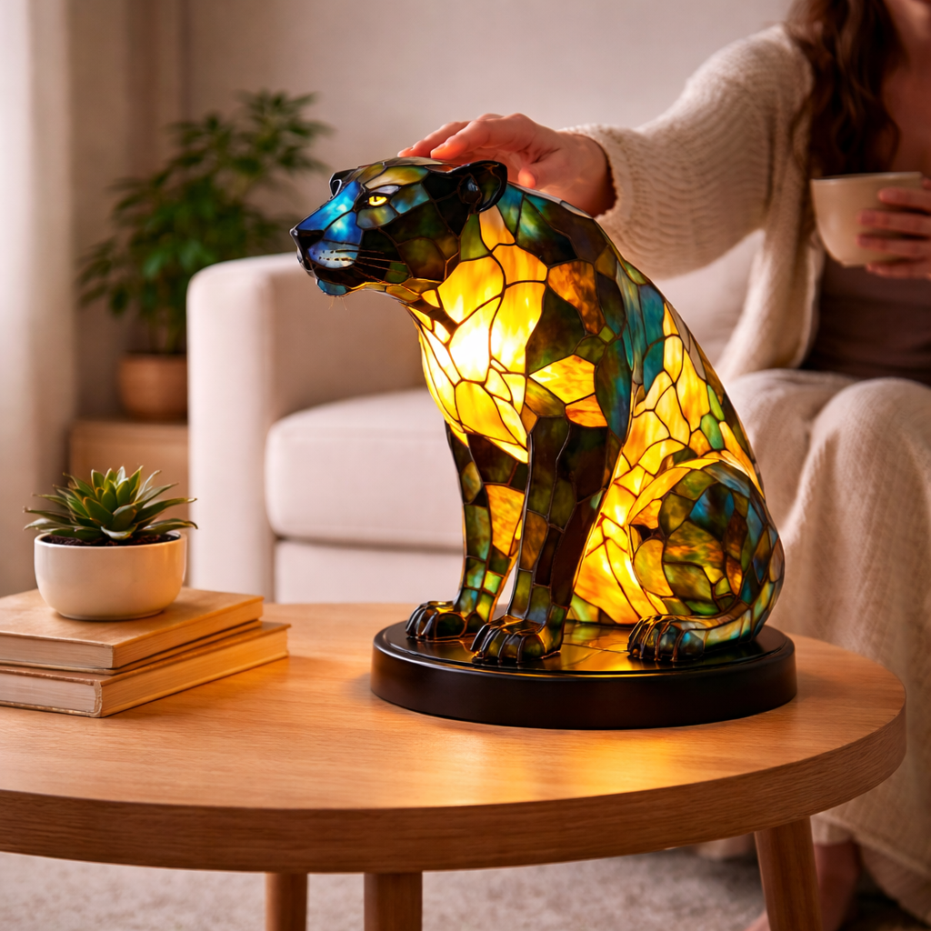 Table Lamp Animal LED Accent Light Stained