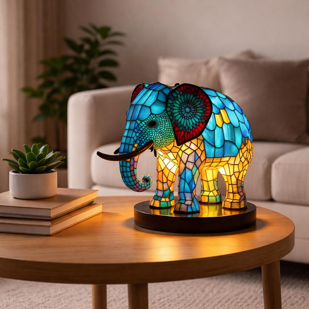 Table Lamp Animal LED Accent Light Stained