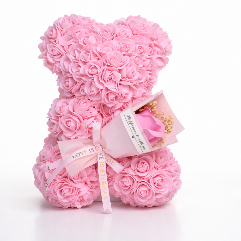 Table Decor Rose Bear Artificial Flower Gift