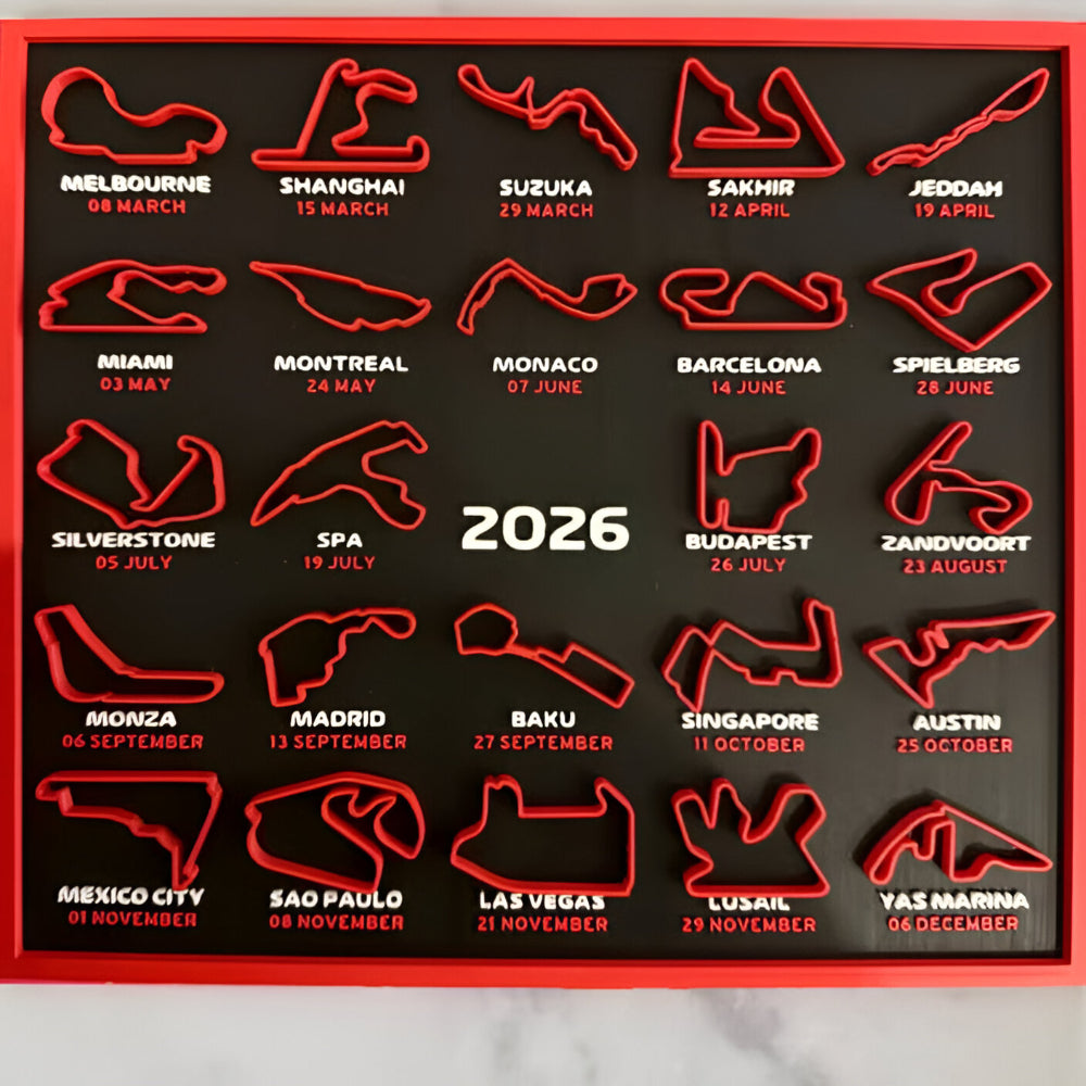 Calendar Racing Track Wall Art Display Board