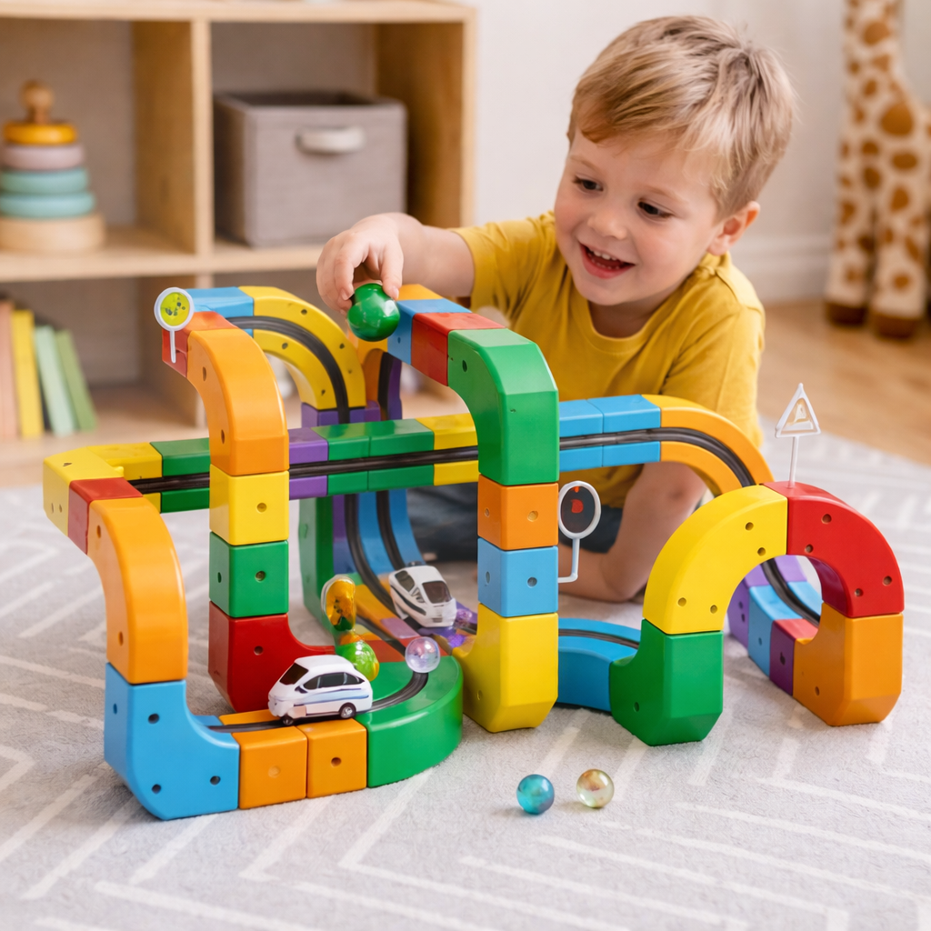Toy Building Blocks Marble Run Track Set