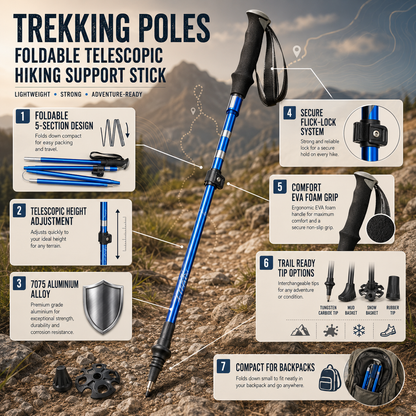 Trekking Poles Foldable Telescopic Hiking