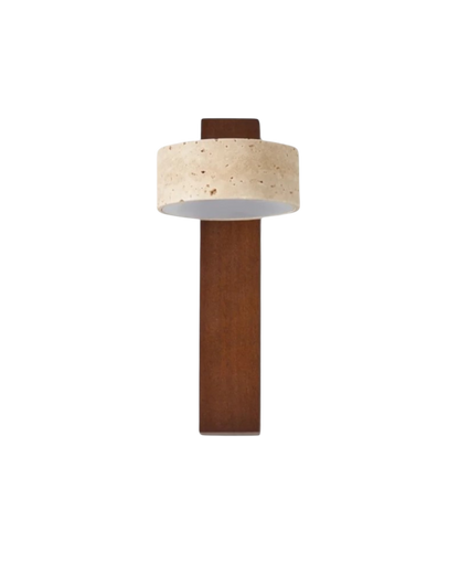 Travertine Wall Lamp Modern Stone & Wood