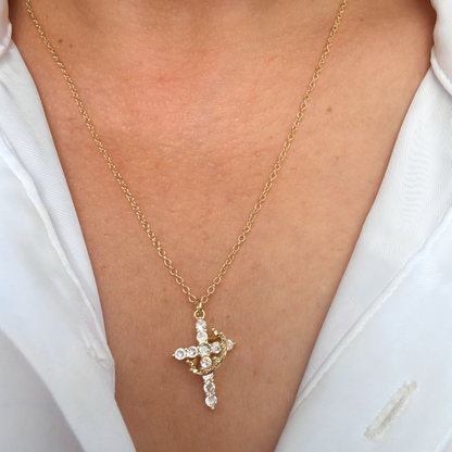 Necklace Cross Pendant Crown Mothers Day