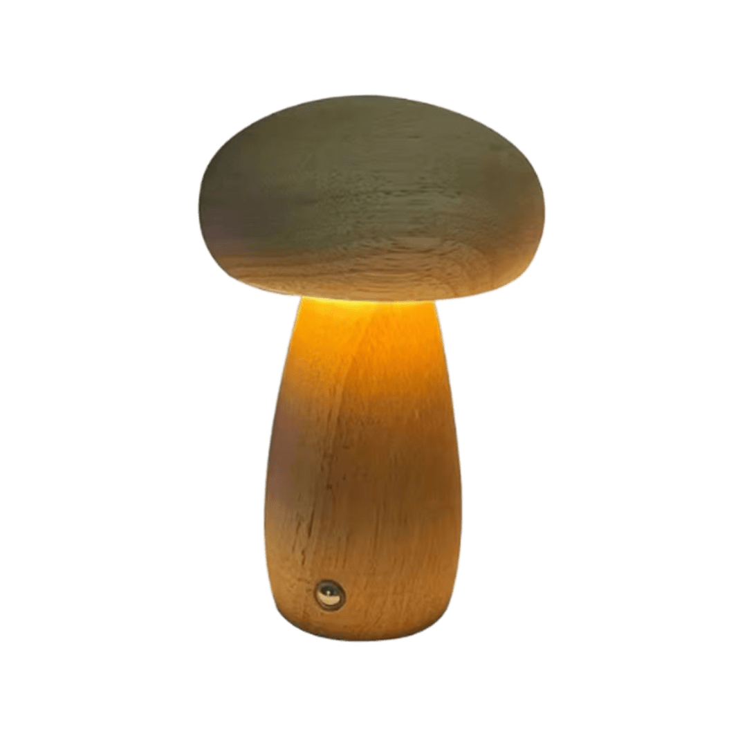 Portobello Mushroom Lamp Natural Wood