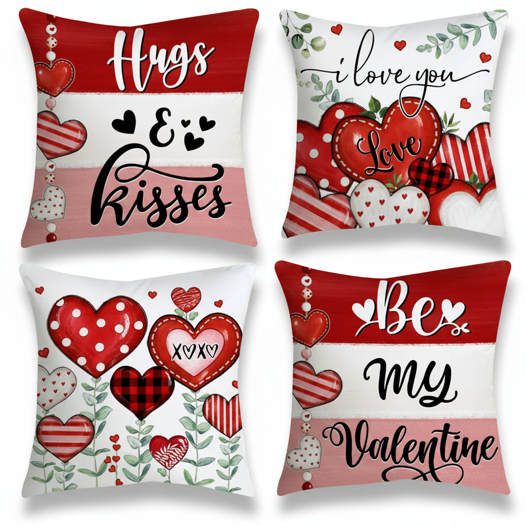 Throw Pillow Covers Valentine Heart Print