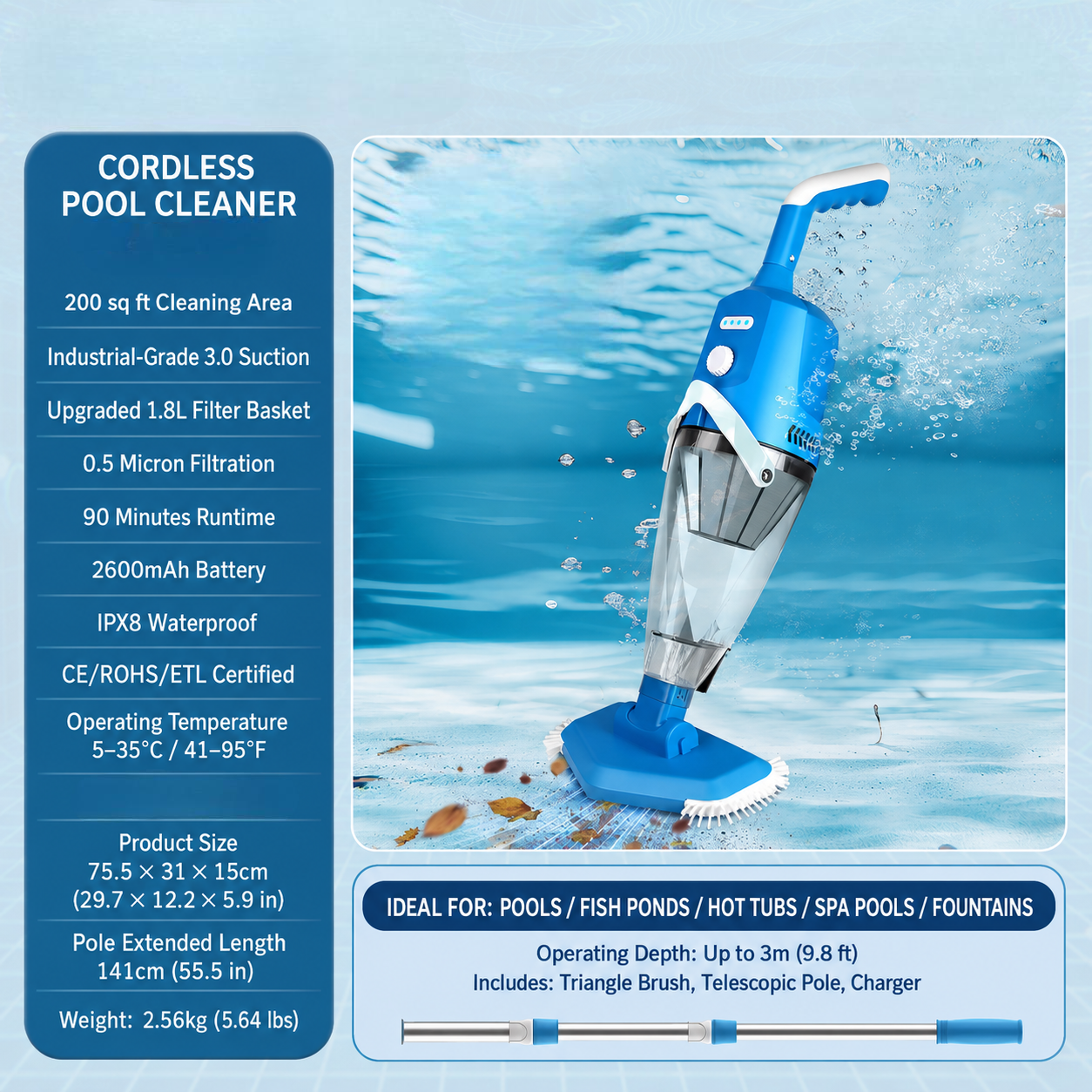 Pool Vacuum Cordless Cleaner Rechargeable