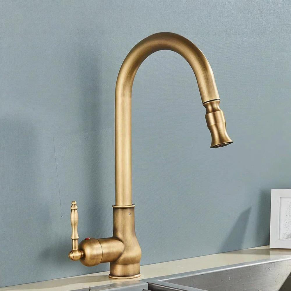 Kitchen Faucet Brass Vintage Swivel Spout