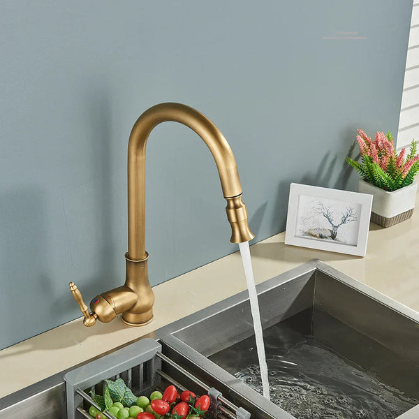 Kitchen Faucet Brass Vintage Swivel Spout