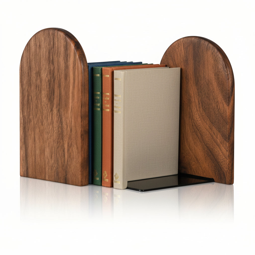 Bookends Wooden Black Walnut Heavy Duty Desk