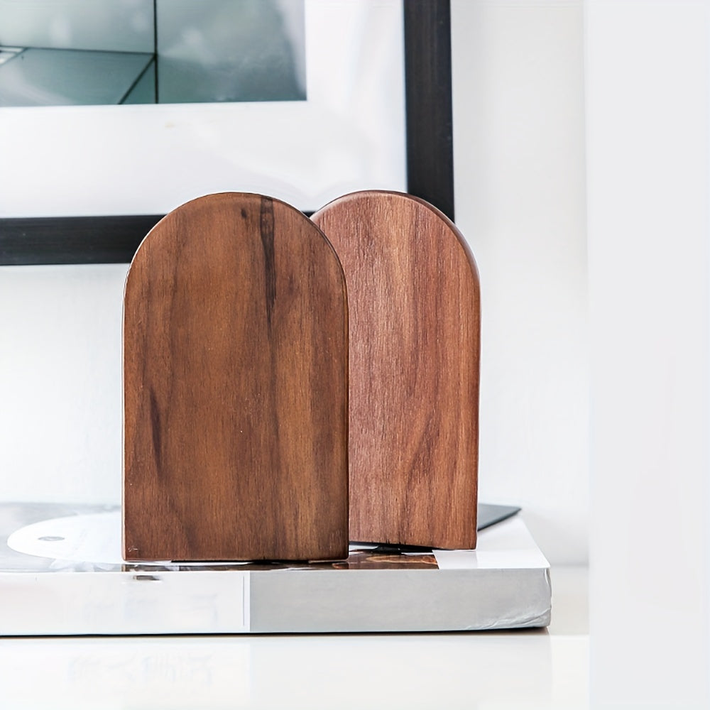 Bookends Wooden Black Walnut Heavy Duty Desk