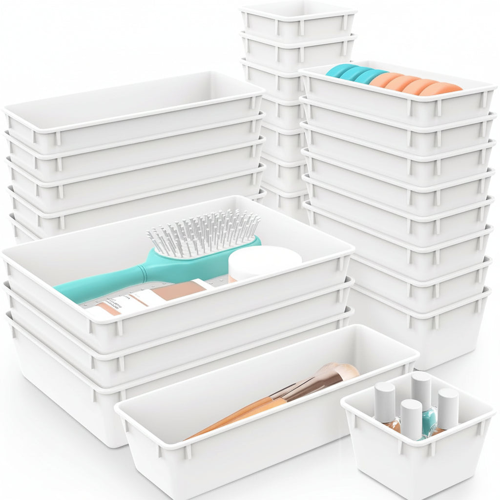 Drawer Organizer Plastic Storage Trays Set