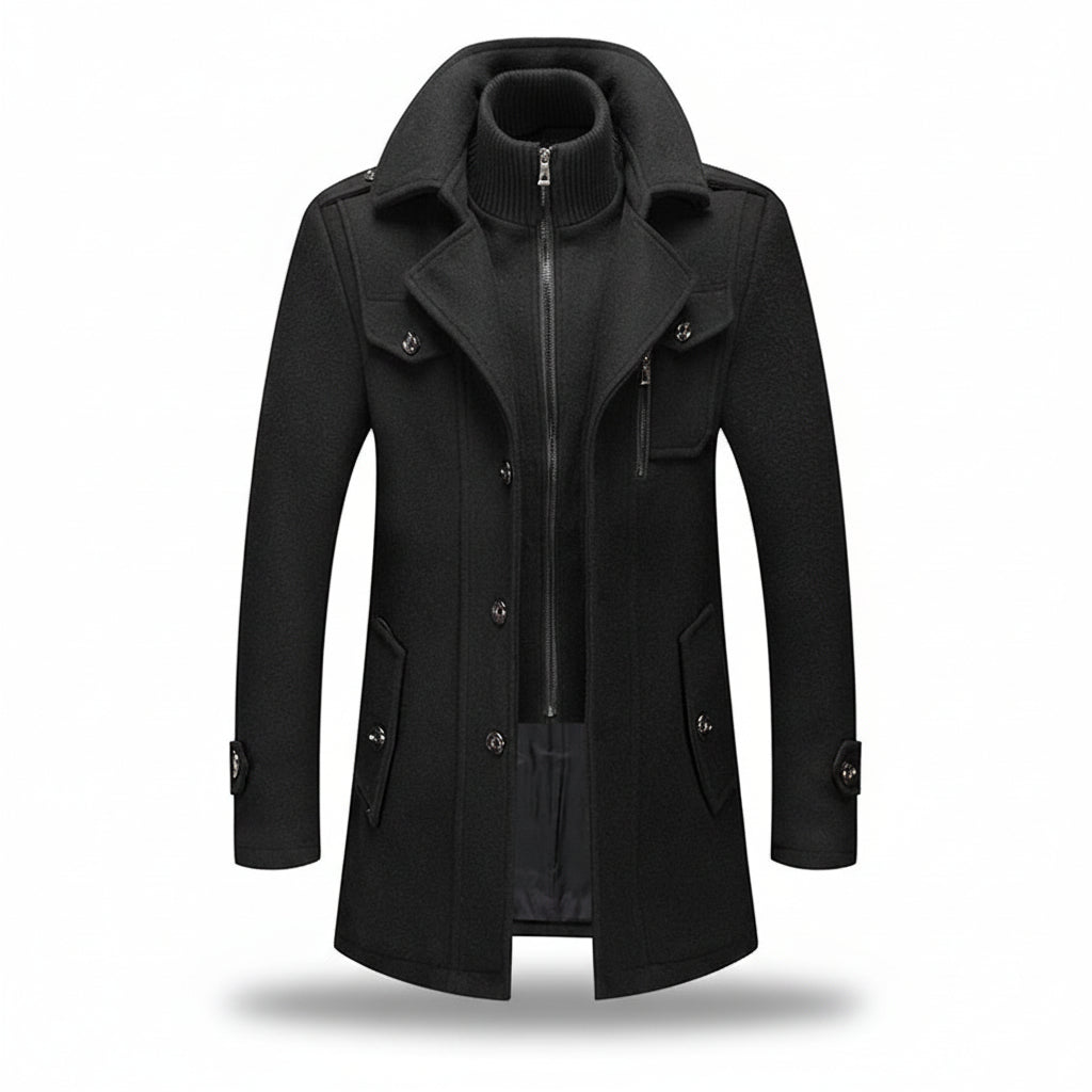 Men Winter Coat Blend Insulated Long Trench