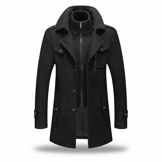 Men Winter Coat Blend Insulated Long Trench