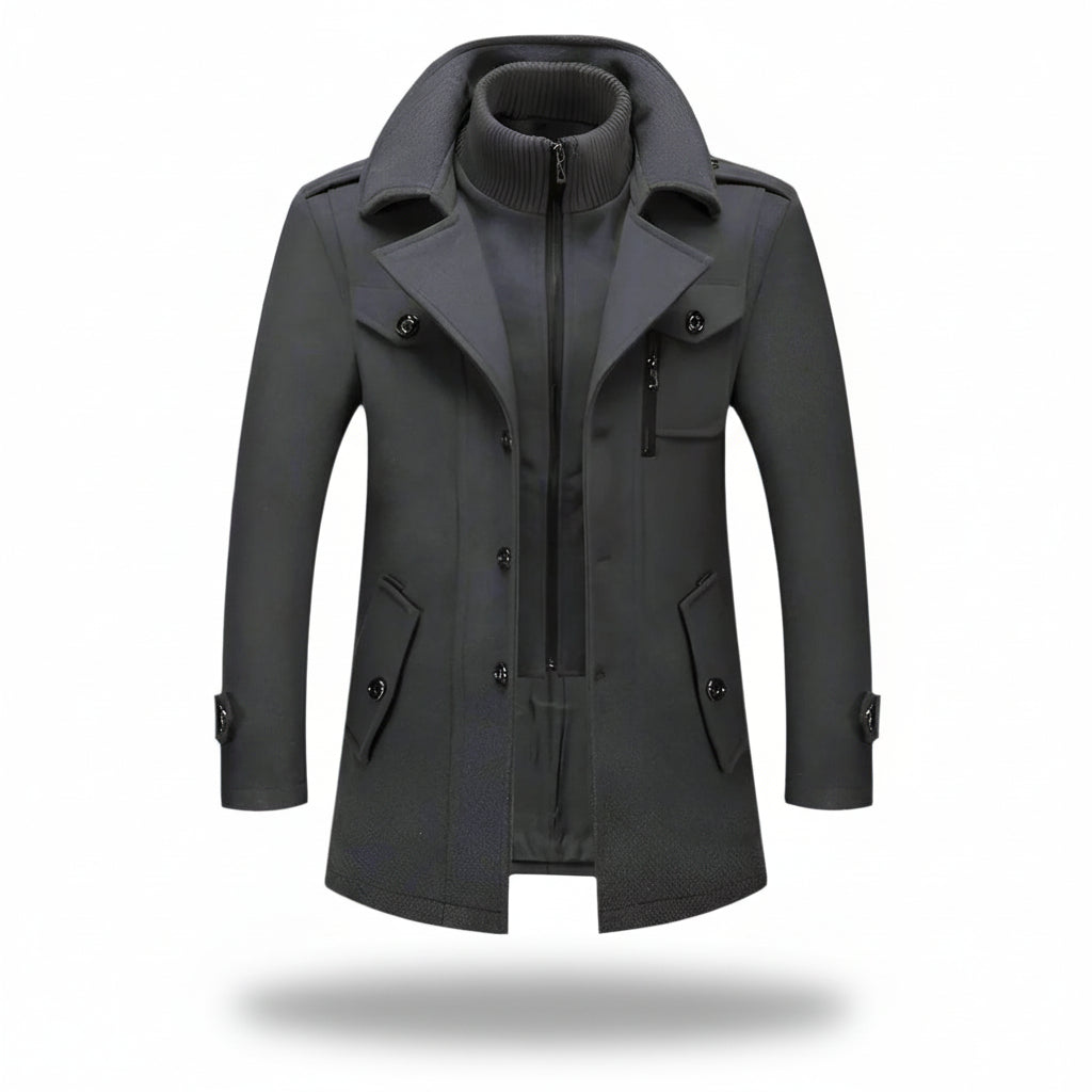 Men Winter Coat Blend Insulated Long Trench