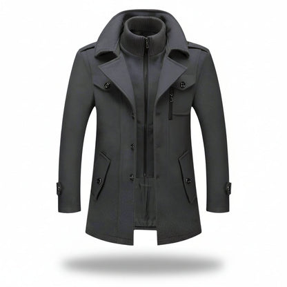 Men Winter Coat Blend Insulated Long Trench