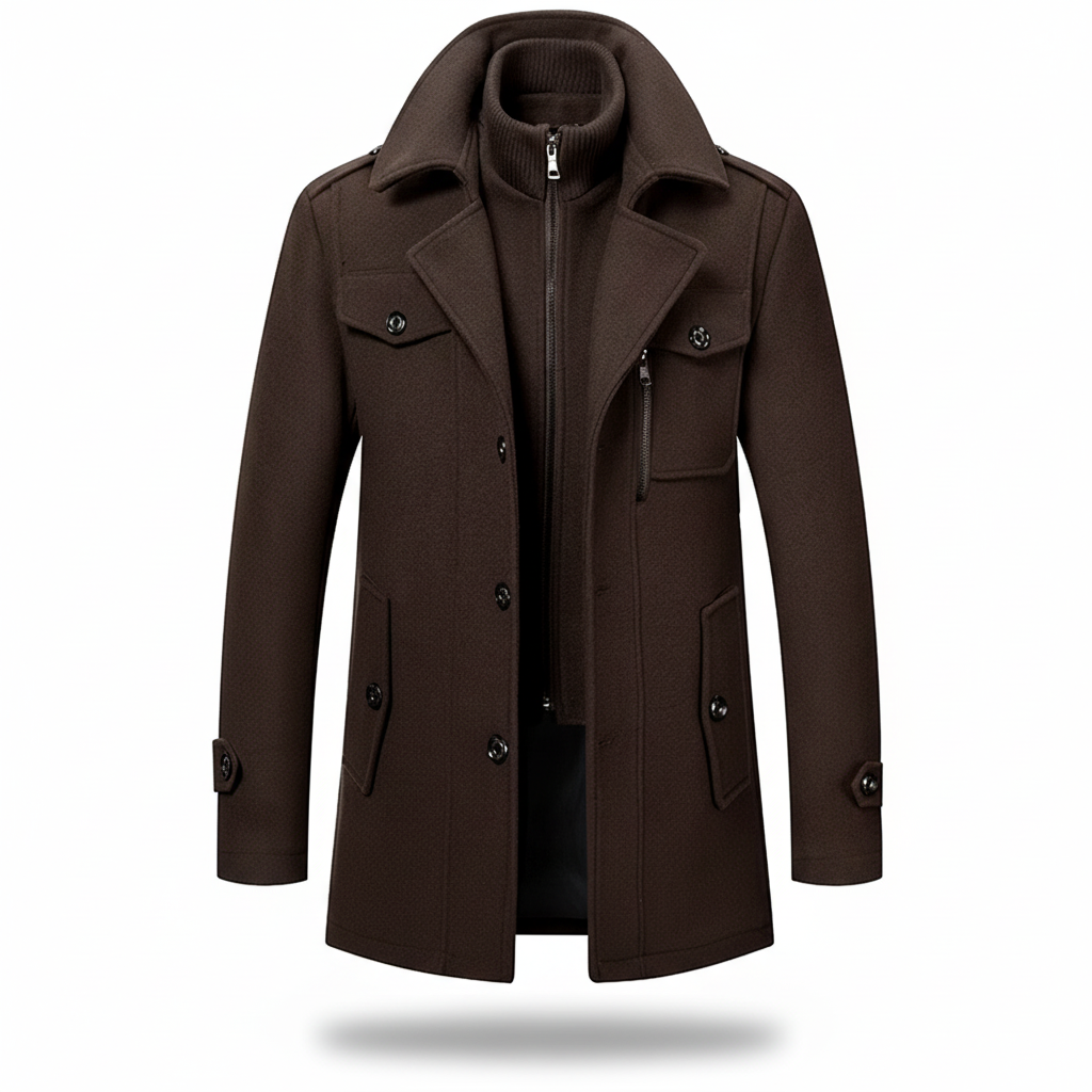 Men Winter Coat Blend Insulated Long Trench