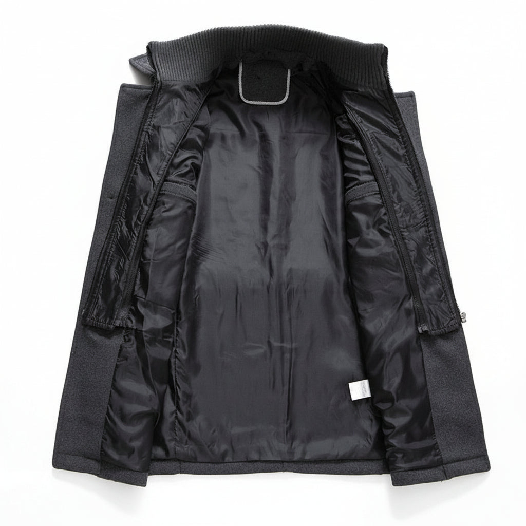 Men Winter Coat Blend Insulated Long Trench