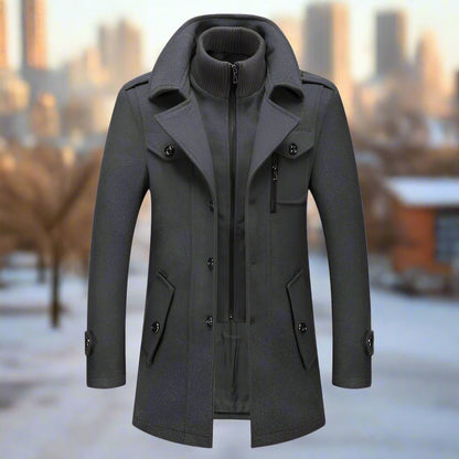 Men Winter Coat Blend Insulated Long Trench