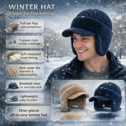 Winter Hat Trapper Knit Cap Ear Flap