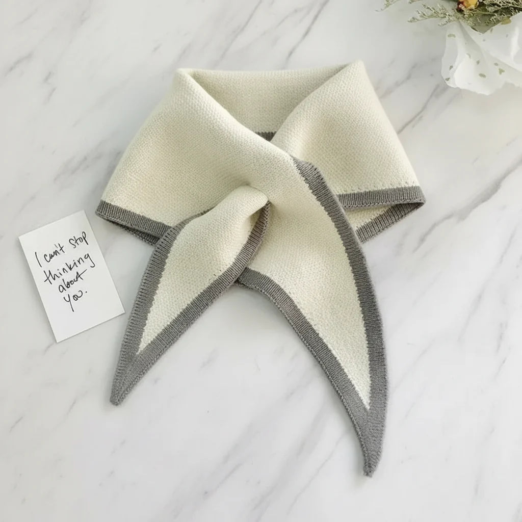 Scarf Retro Contrast Border Lightweight Soft