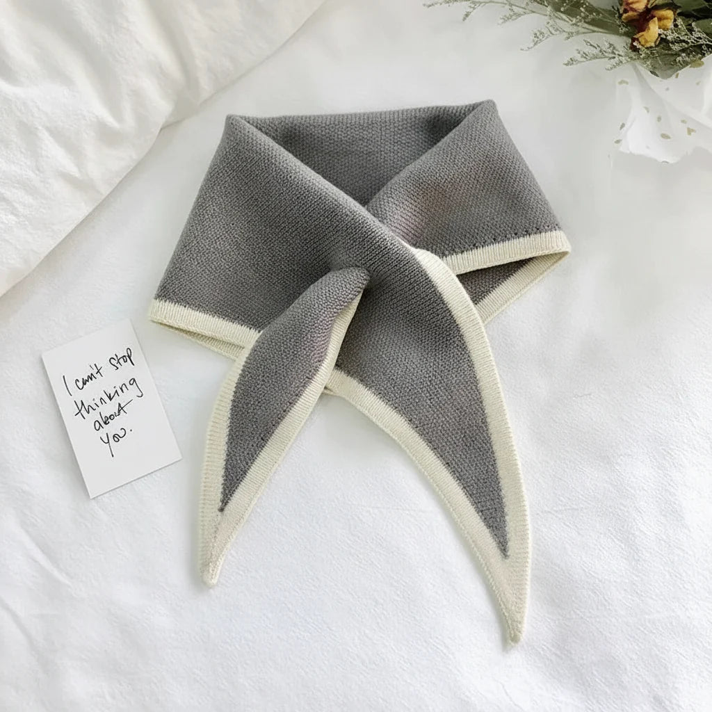 Scarf Retro Contrast Border Lightweight Soft