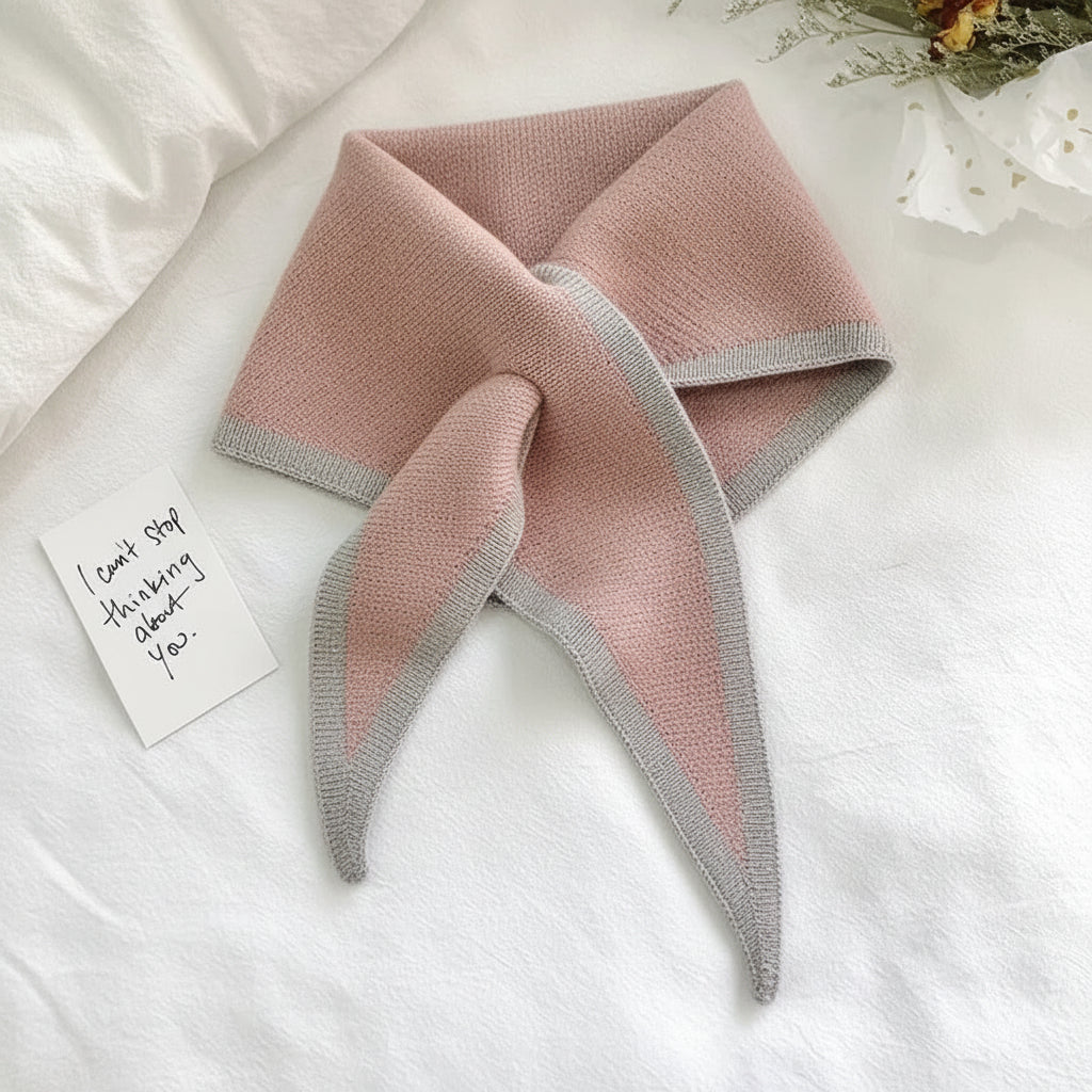 Scarf Retro Contrast Border Lightweight Soft
