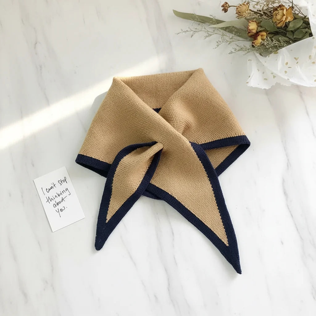 Scarf Retro Contrast Border Lightweight Soft