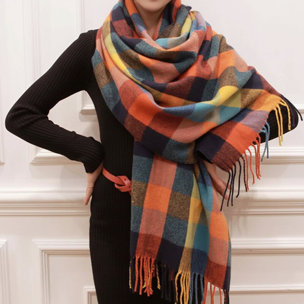 Winter Scarf Soft Plaid Warm Wrap Cold