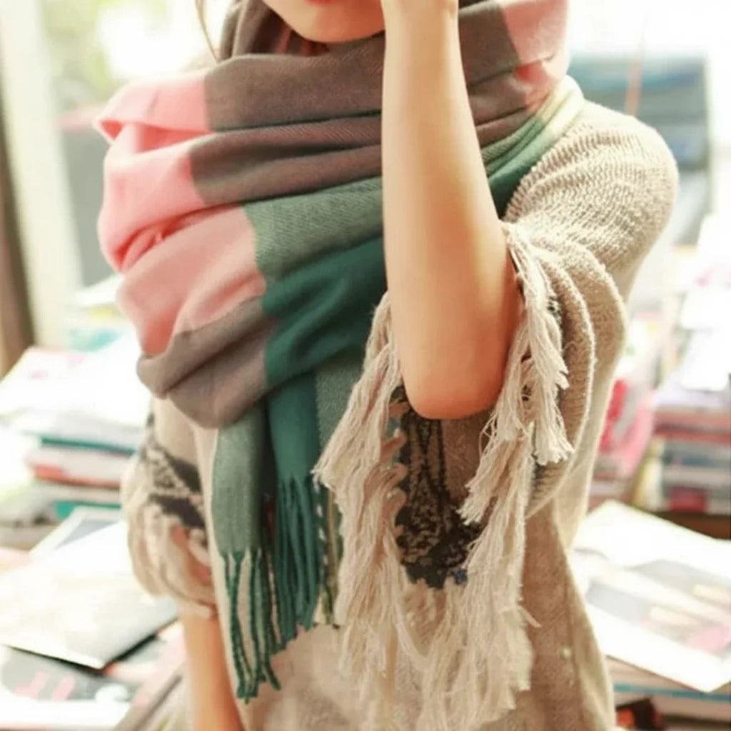 Winter Scarf Soft Plaid Warm Wrap Cold