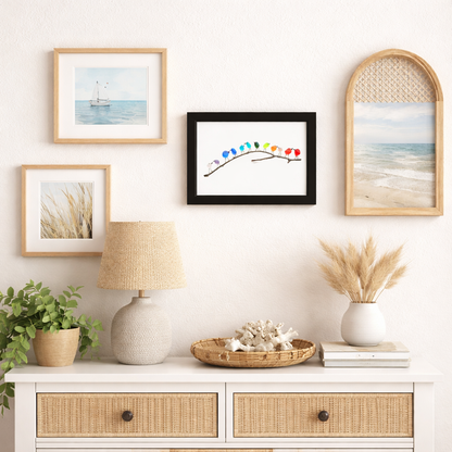 Wall Art Picture Frame Sea Glass Bird