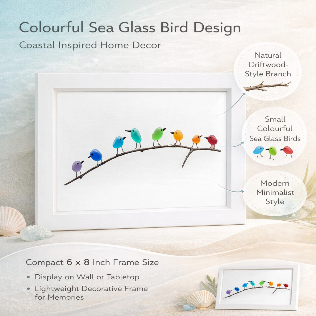Wall Art Picture Frame Sea Glass Bird