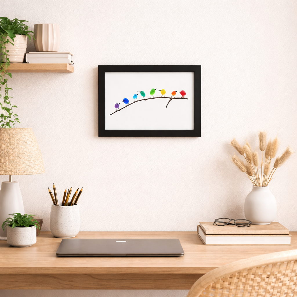 Wall Art Picture Frame Sea Glass Bird