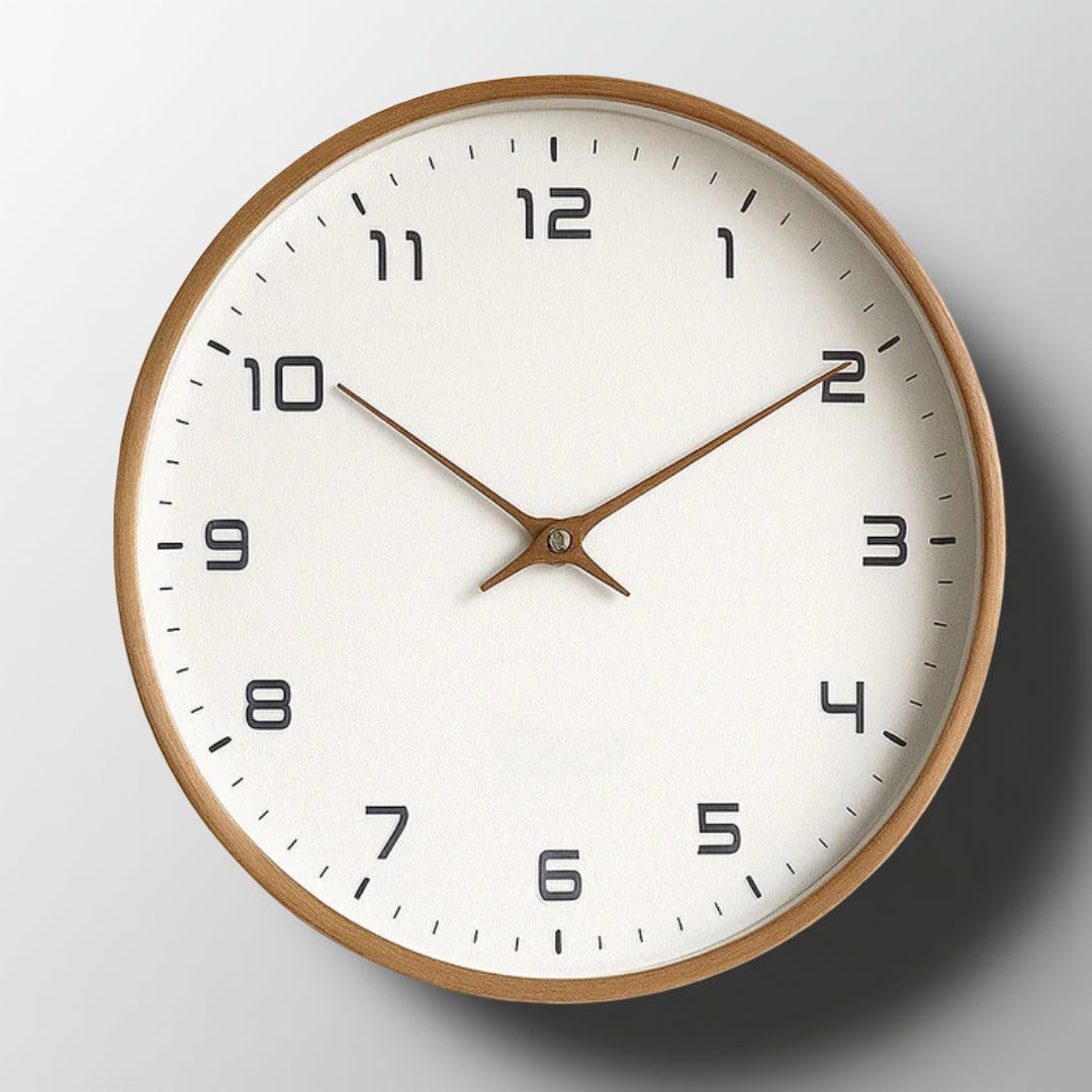 Wall Clock Minimalist Wooden Silent Quartz