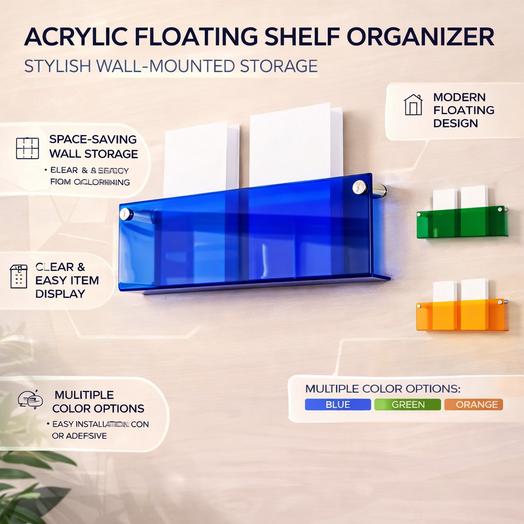 Wall Shelf Acrylic Floating Magazine Display