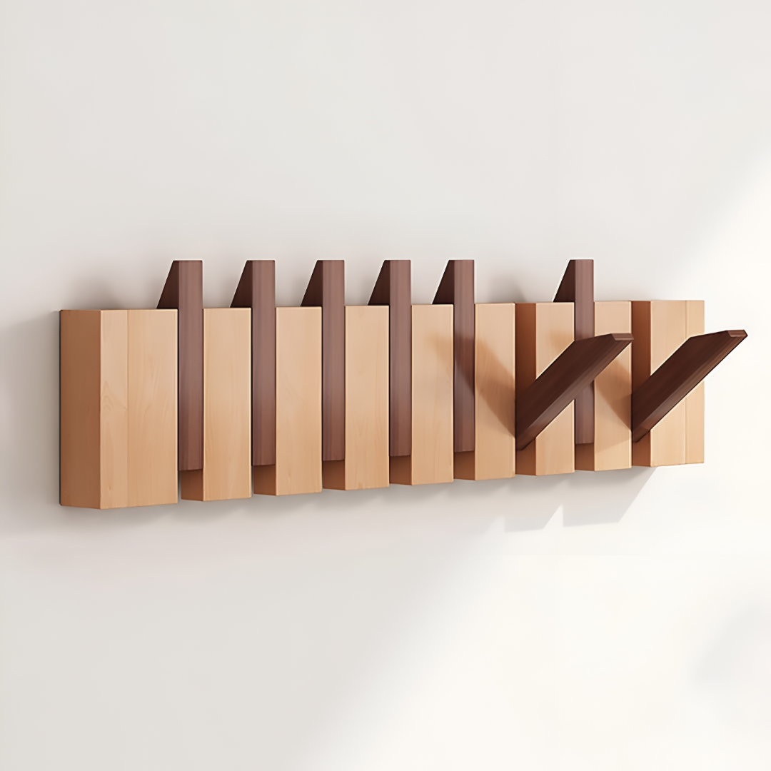 Wall Mounted Coat Rack Wooden Foldable Hook
