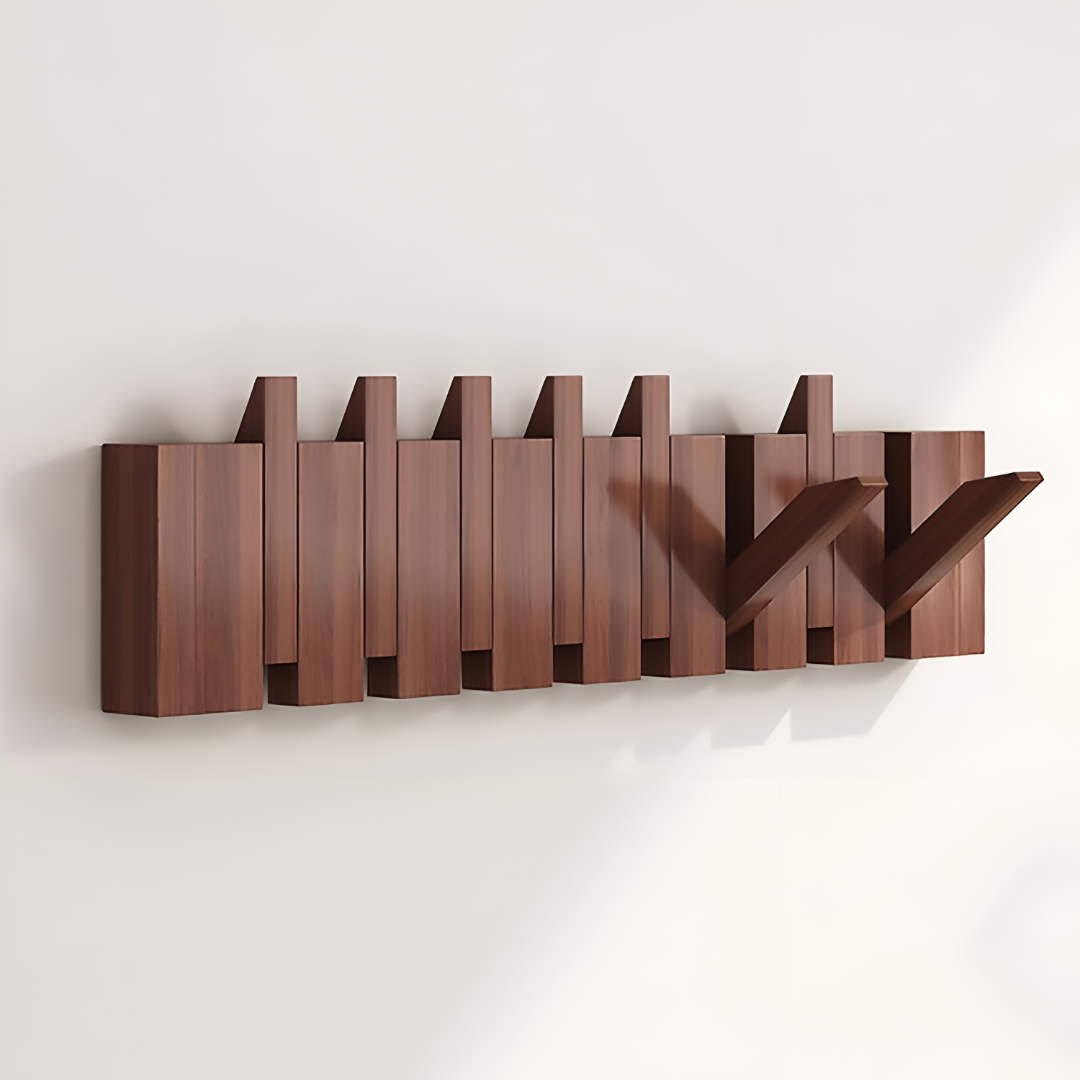 Wall Mounted Coat Rack Wooden Foldable Hook