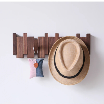 Wall Mounted Coat Rack Wooden Foldable Hook