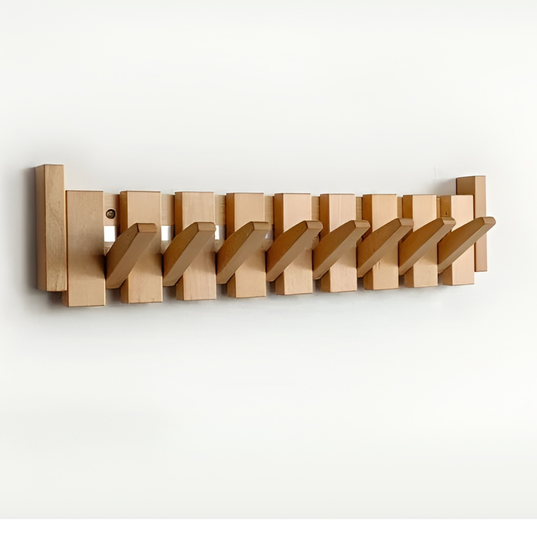 Wall Mounted Coat Rack Wooden Foldable Hook