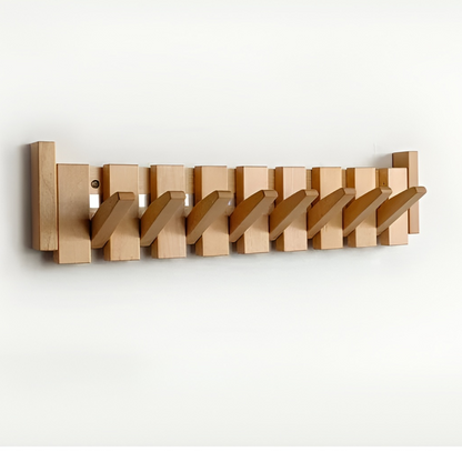 Wall Mounted Coat Rack Wooden Foldable Hook