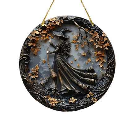 Wall Art Witch Folklore Wood Door Hanging
