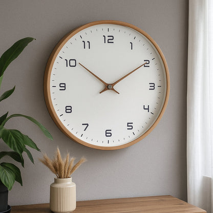 Wall Clock Modern Wooden Silent Non Ticking