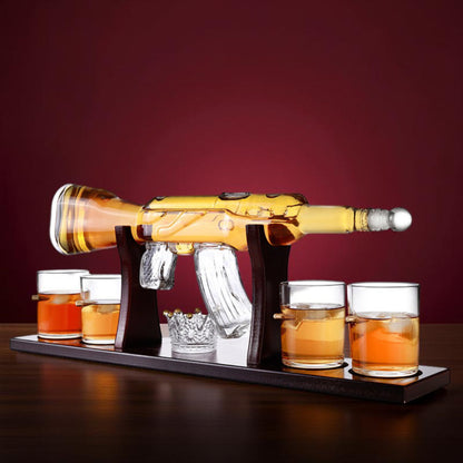 Whiskey Decanter Set Rifle Shaped Glass