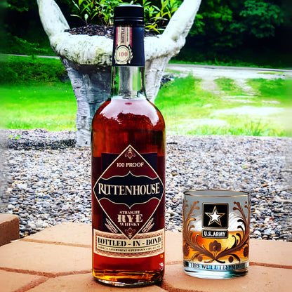 Whiskey Glass Military Veteran Gold Embossed
