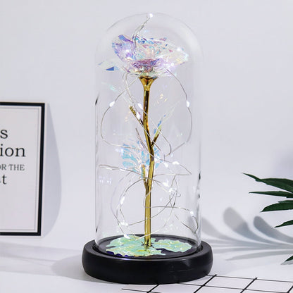 Mothers Day Rose Figure Display Glass Dome