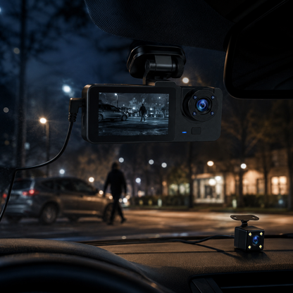 Wide Angle Dash Cam Dual Camera Motion
